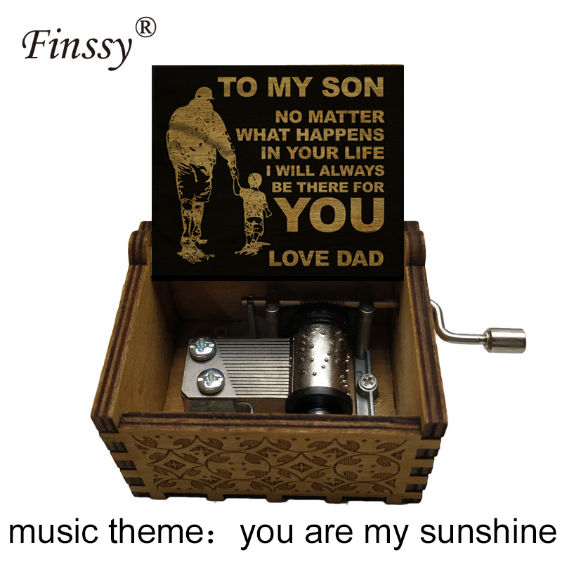 

Mom Dad To Daughter Son you are my sunshine Music Box Hand cranked Wooden Dad Mom wife husband Birthday Festival Crafts gifts