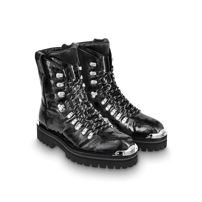 

2018-2019 New Outland Ankle Boot For Men Women Designer Hiking Boots High Quality Fashion High-gloss Patent Leather Lace Up Shoes, Black