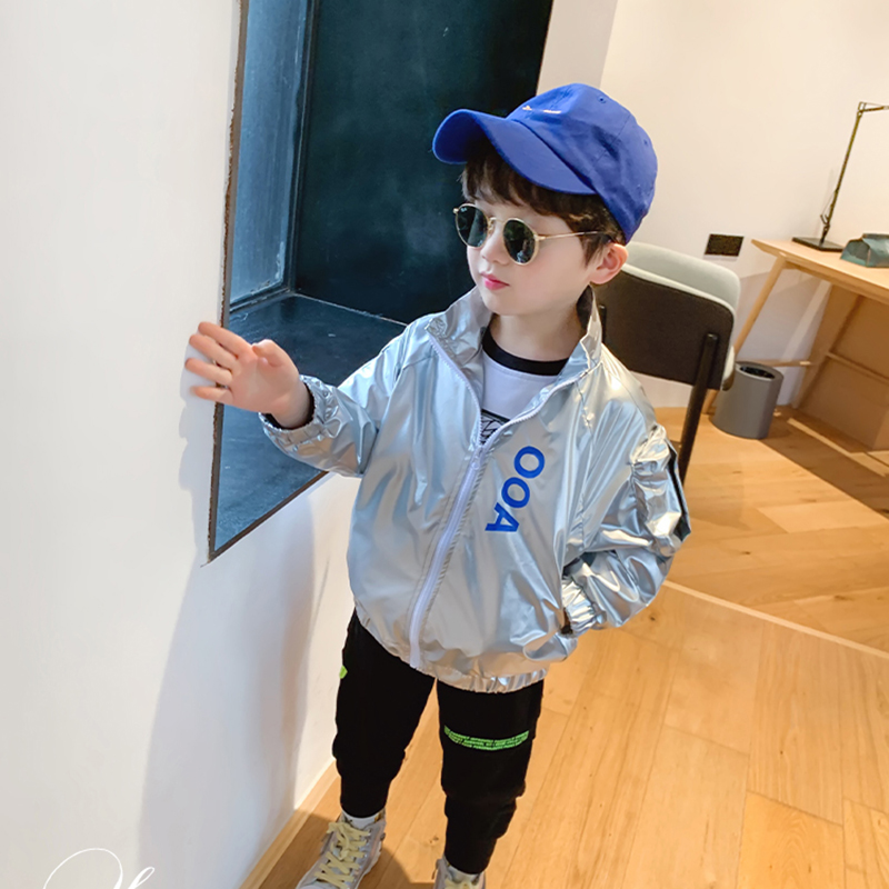 

Children Spring Autumn Costumes Jazz Camouflage Hip Hop Dance Outfit Silver Laser Reflective Sequins Jackets Teenage Clothing
