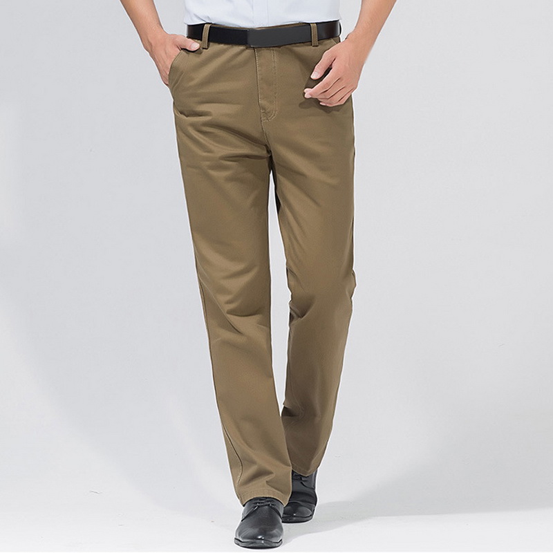 

SHUJIN PuimentiuaAutumn Solid Loose Straight Men's Casual Pants Long Trousers Waist Pants Men Plus Size Cotton pantolon erkek, Dark khaki