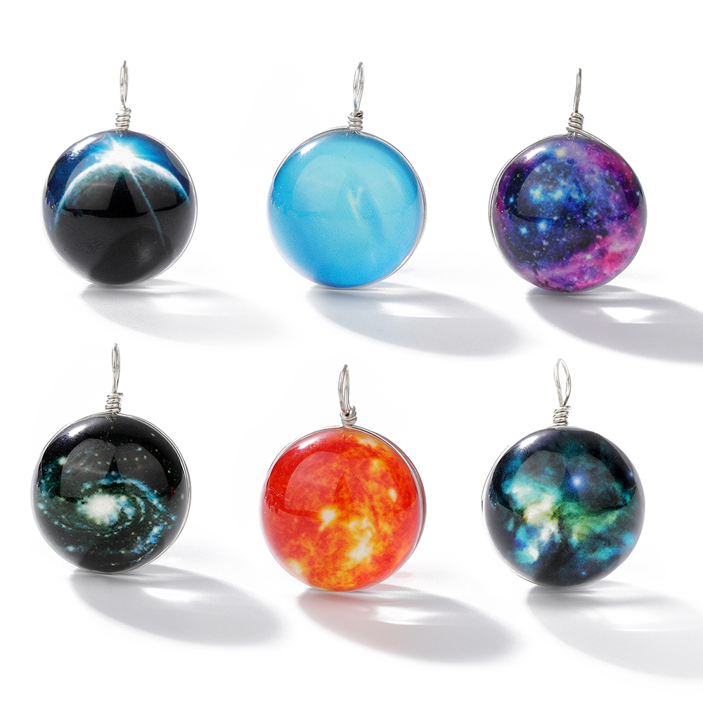 

arrival universe luminous galaxy glass ball pendants charm for necklace bracelet fashion ball shape diy jewelry making charm, Bronze;silver