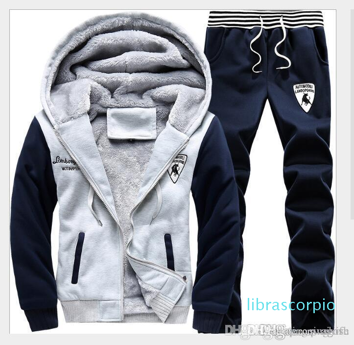 

High Autumnmen Sweat Suits Fleece Warm Mens Tracksuit Set Casual Jogging Suits Sports Suits Cool Jacket Pants and Sweatshir, As pic 2