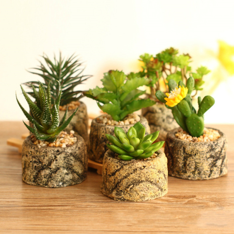 

Artificial Plants With Pot Simulation Green Succulents Plants Mini Bonsai Potted Placed Green Fake Deaktop Decoration, Water lily 3090502e