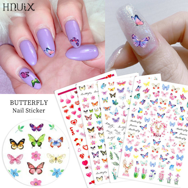 

HNUIX 1sheet nail sticker butterfly flower water transfer decal sliders for Nail Art decoration tattoo manicure envelopes tools, F628