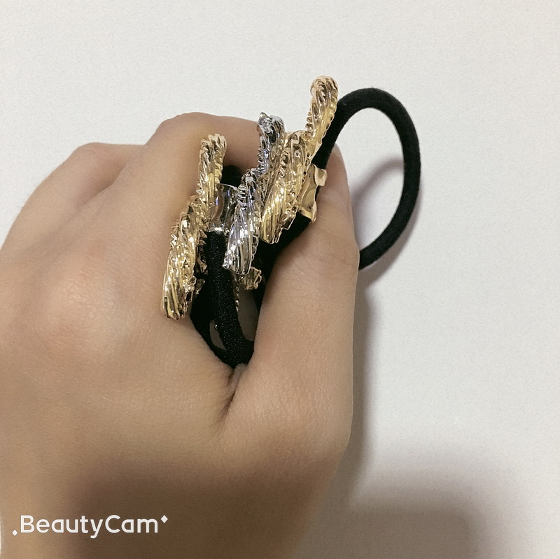

Gold and silver two-color hemp hair ring rubber band C head rope,for ladies collection luxury design items fashion jewelry vip gift