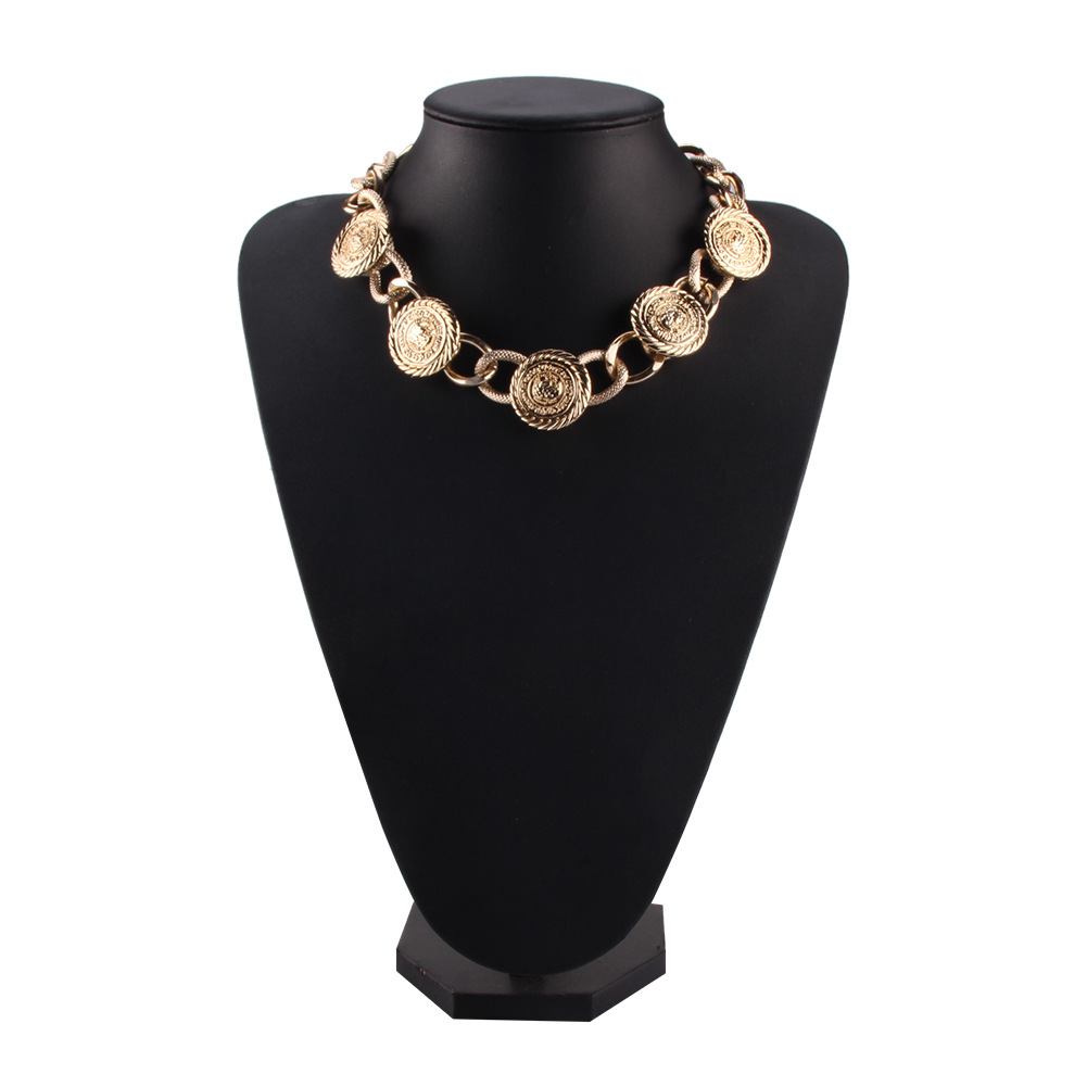 

Wholesale-designer luxury exaggerated geometry multi metal circles collar choker statement necklace for woman girls