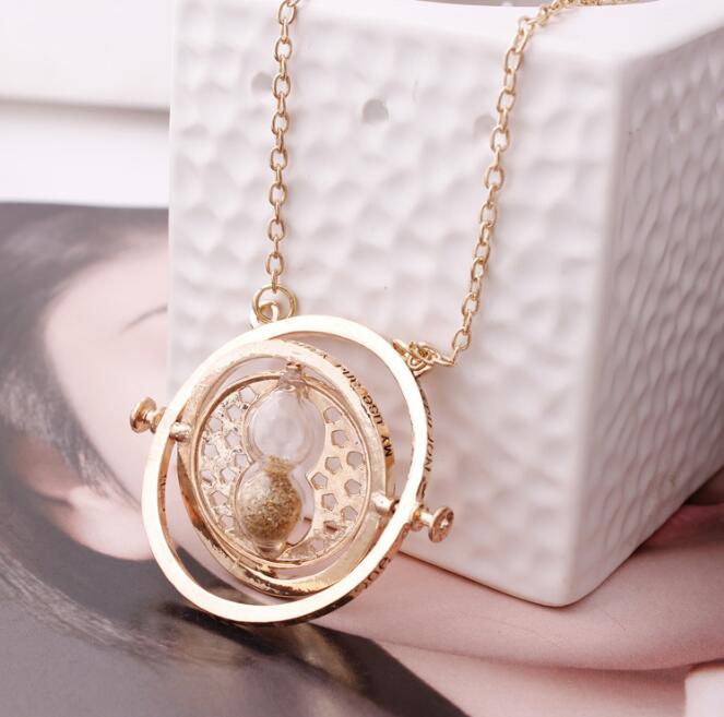 

Hot Sell Necklace Hourglass Vintage Pendant Hermione Granger Gold Silver Necklace for Women Lady Girl GB1516