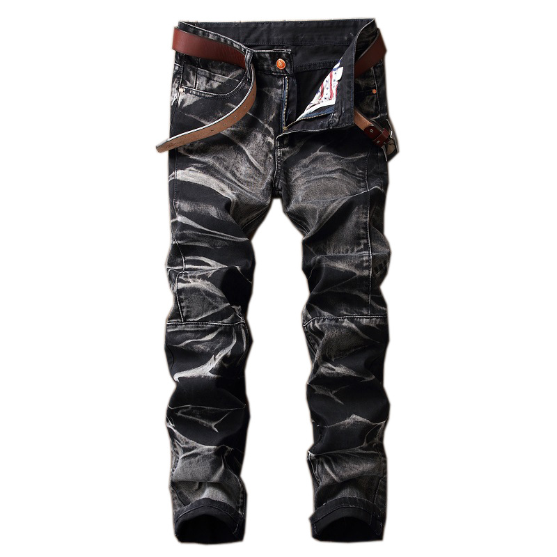 

Men's Jeans Mens Style Men Slim Fit Denim Hip Hop Casual Male Trousers Button Pants Asian Size, Blue