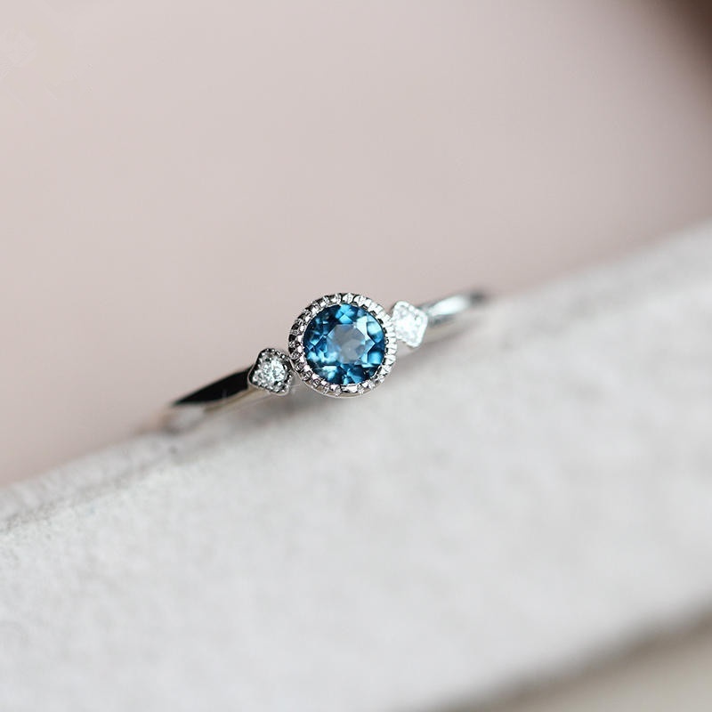 

Women Meticulous 925 Sterling Silver Sea Blue Shaped Sapphire Ring Wedding Engagement Promise Ring Size 5-12