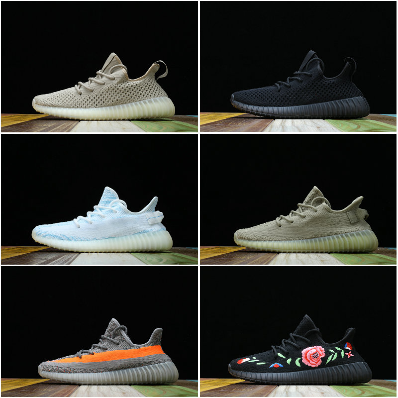 

2019 Kids Running Shoes Kanye West Black White Static Zebra Cream Clay Reflective Boy Girl Hyperspace Infant True Form Hyper Bred Sneaker