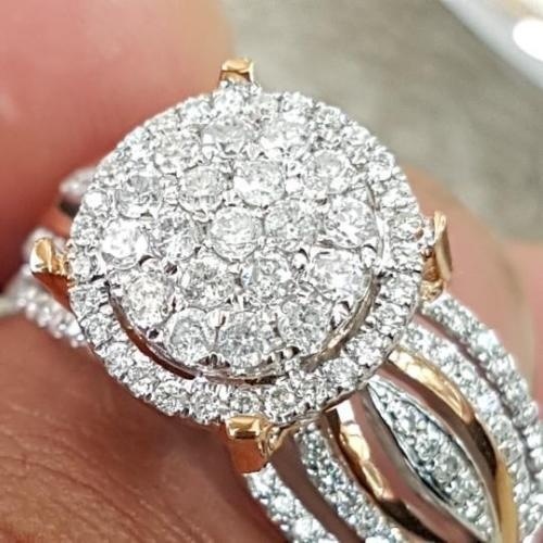 

Wholesale-14K Rose and Gold Diamond Rings Luxury Banquet Engagement Anillos Bizuteria Gemstone Round Wedding Jewelry Topaz Diamond Rings