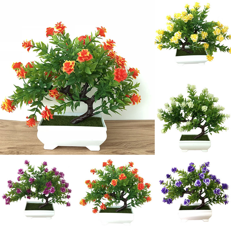 

Artificial Plant Simulation Flower Bonsai Potted Ornament Desktop Gift Beautiful Fashion Home Decor Rosy Rose Home Decoration, White
