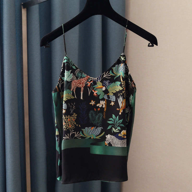 

Spaghetti Strap Top Women Halter V Neck Ethnic Pattern Cami Sleeveless Tank Tops Women' Summer Camisole, Green
