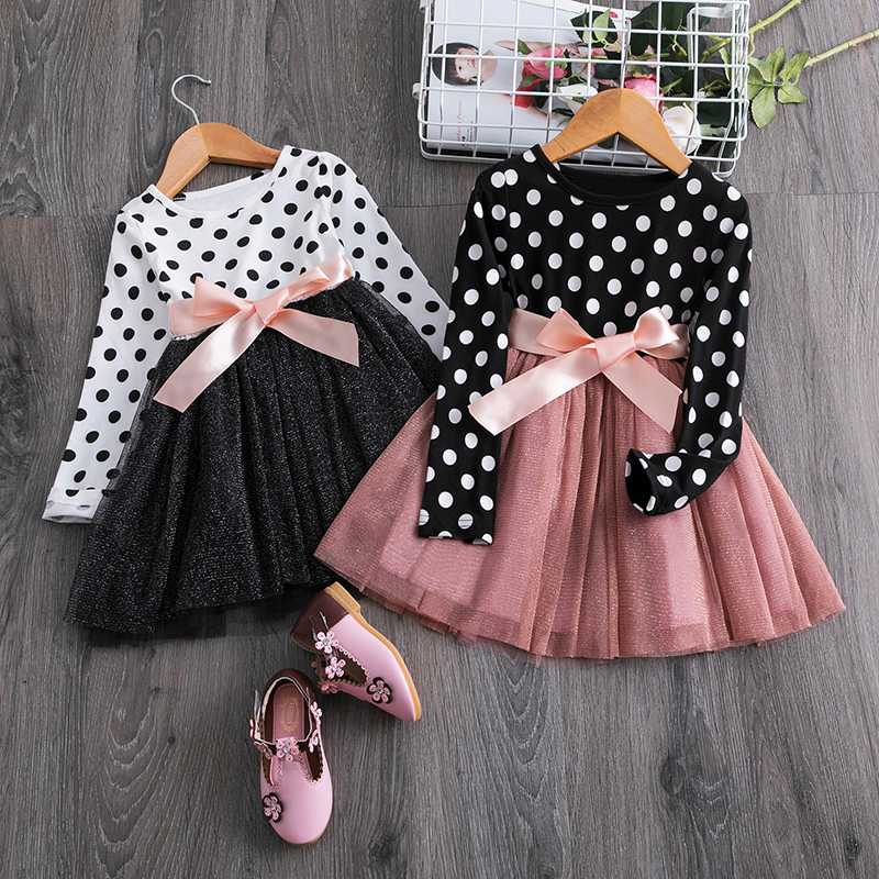 

Girl Polka Dot Dress Girls Cotton Long Sleeve For Girl Teenager School Daily Wear Kids Casual Clothes Autumn Vestido Infantil, Dress 1