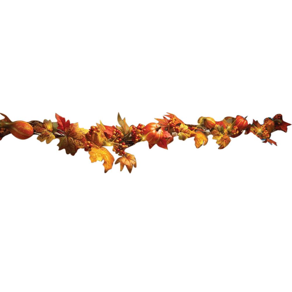 10 LED Lighted Leaf Fall Leaves Garland Lights String Thanksgiving Decor TR