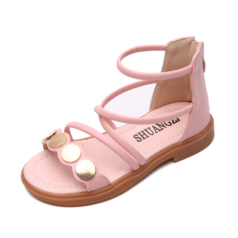 

Girls Princess Sandals Roman Shoes 2020 New Summer Baby Soft Bottom Little Girl Beach Shoes Big Children Fashion, Beige