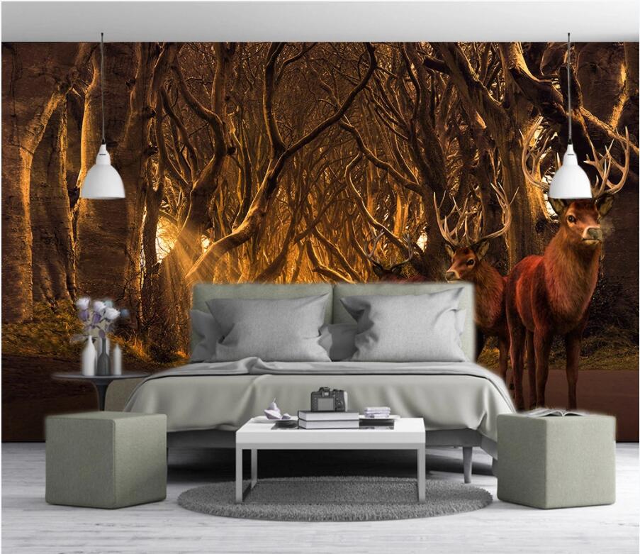 

custom photo mural 3d wallpaper European forest elk scenery tv background living room home decor 3d wall murals wallpaper for walls 3 d, Non-woven wallpaper