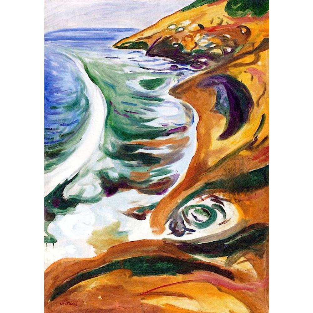 

Wall Art Edvard Munch Oil Painting for sale Waves Breaking on the Rocks Hand painted home decor