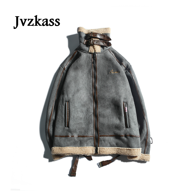 

JvJvzkass jacket female 2018 winter new thick stitching deer suede hit color locomotive lamb cotton coat Z269, Gray