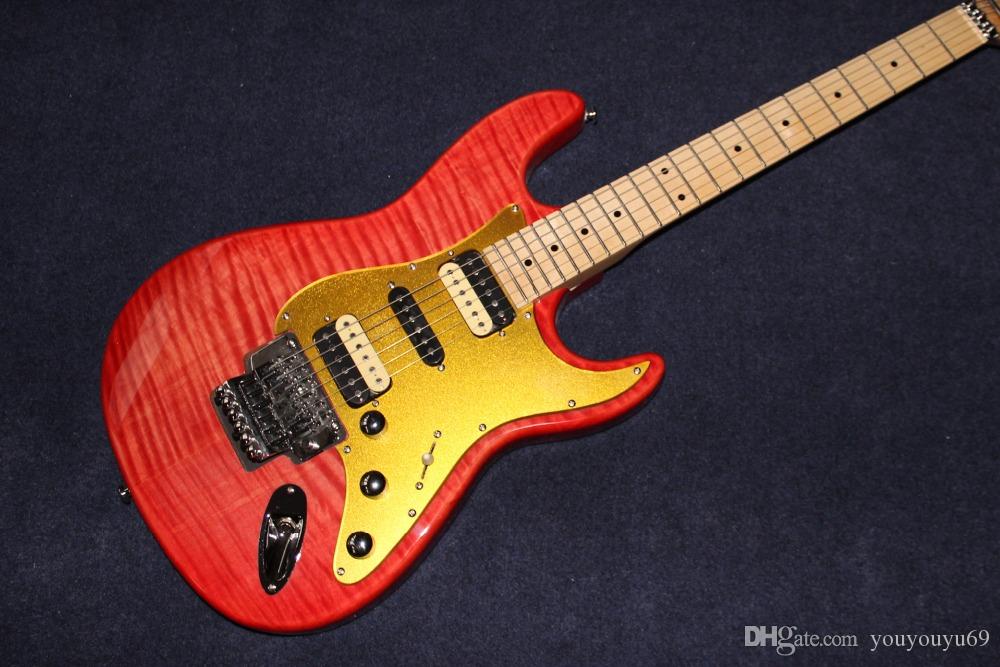 Custom factory wholesale best price, new custom electric guitar, maple fingerboard guitar, 6 gitaar stings, red tiger flame top.