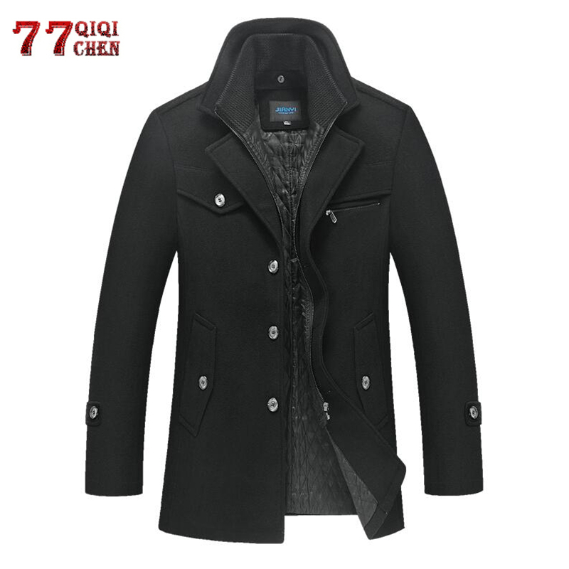 

Winter Wool Coat Men Thick Warm Woolen Overcoat Casaco Masculino Palto Jaket Men's Casual Slim Trench Coats Peacoat 5XL Jackets, Burgundy