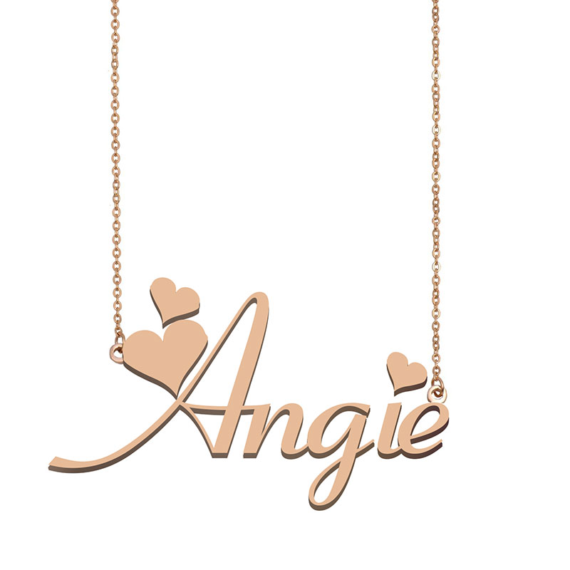 

Angie Name Necklace Pendant for Women Girlfriend Gifts Custom Nameplate Children Good Friends Jewelry 18k Gold Plated Stainless Steel