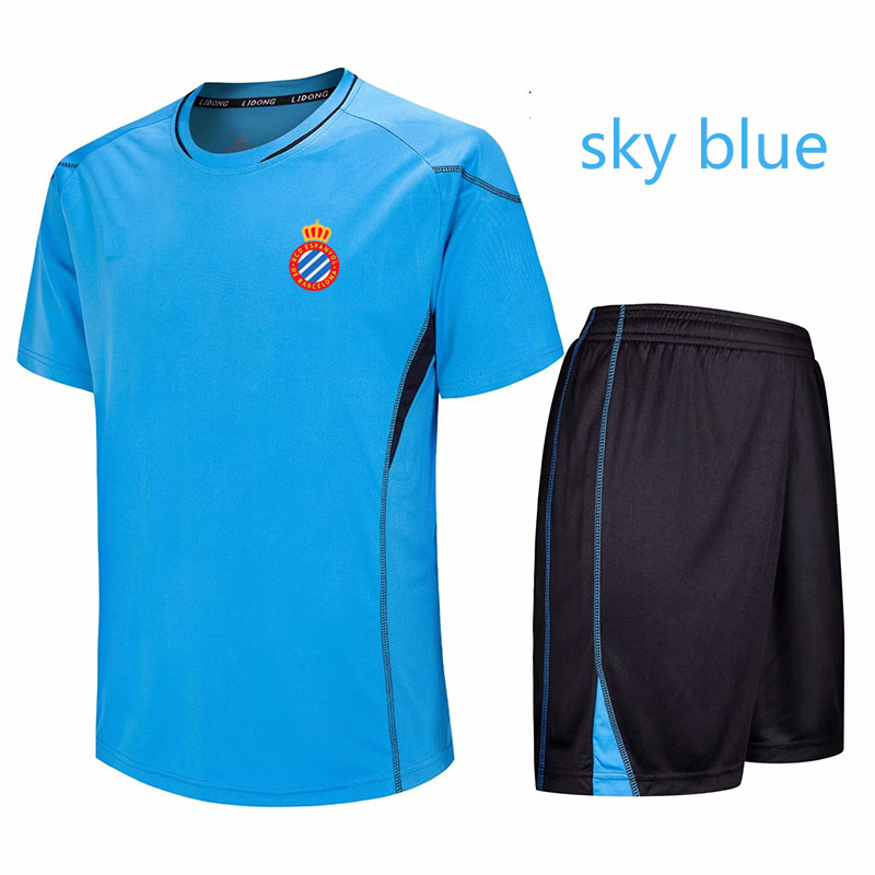 

Espanyol Soccer Uniform 100% Polyester Training Leisure Sports Jerseys Quick Dry Team Wear Football Short Tracksuit, Black;blue