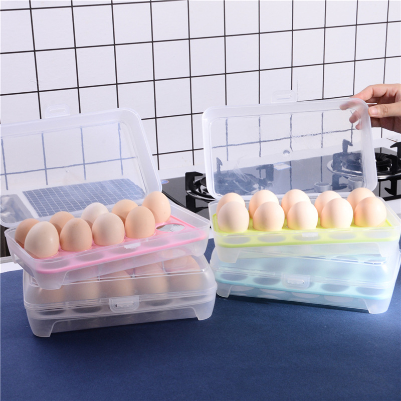 

15-Grid Egg Plastic Box Container Organizer Convenient Storage Boxs Multifunctional Crisper Kitchen Restaurant Products