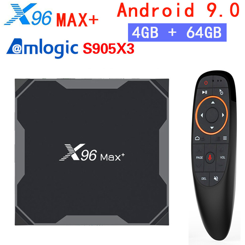 

X96 Max+ Smart TV BOX Android 9.0 Amlogic S905X3 Quad Core 4GB 64GB 2.4G&5GHz Wifi Bluetooth 1000M 8K Set top box with Voice Remote Control