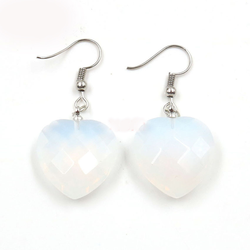 

10Prs Luckyshine Handmade Gift Heart-shaped Moonstone Gemstone Silver Women Classic Dangle Earrings for Holiday Wedding Party Earring