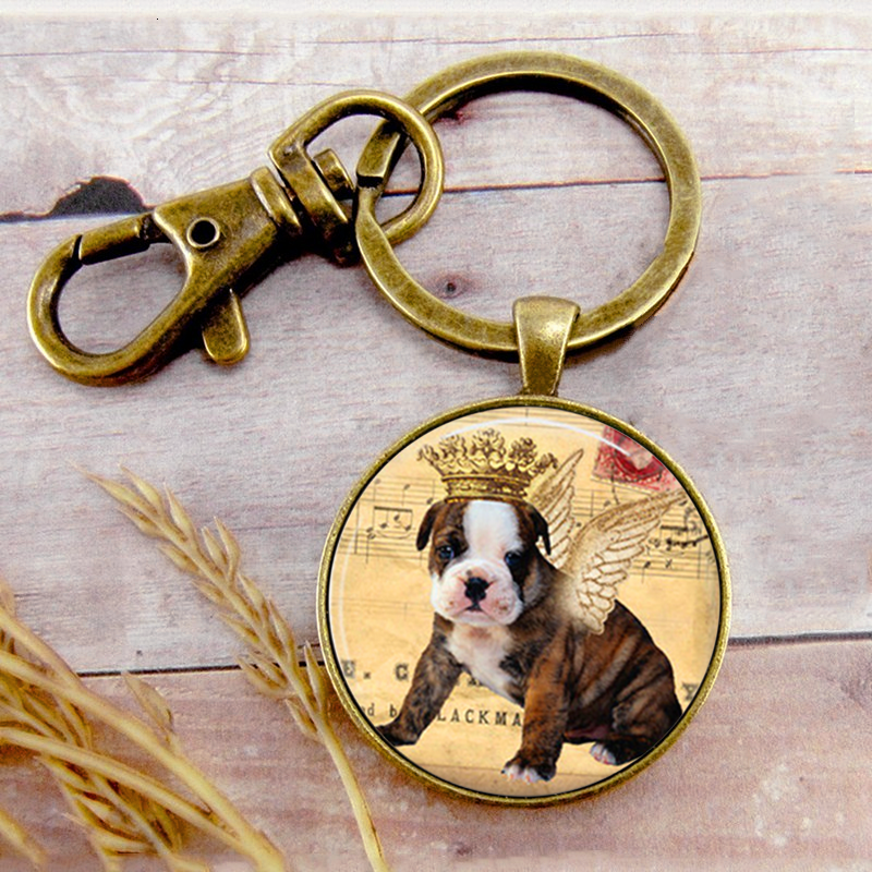 

Retro Crown Bulldog Key Ring Key Chain Key Buckle Dog Pendant Birthday Festival Anniversary Gift Jewelry Accessories