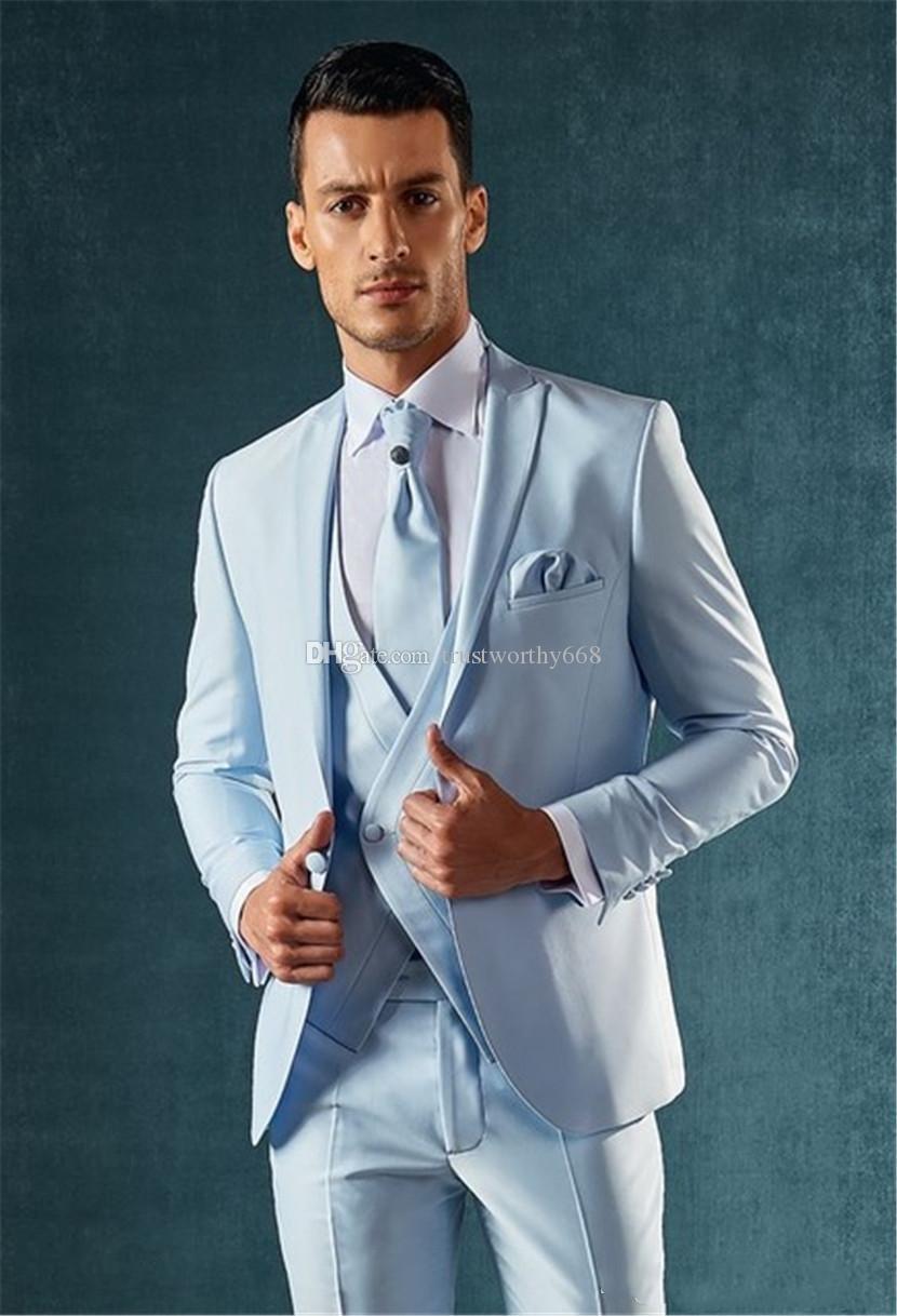 

New Arrival One Button Groomsmen Peak Lapel Groom Tuxedos Men Suits Wedding/Prom Best Man Blazer ( Jacket+Pants+Vest+Tie) AA25, Same as image