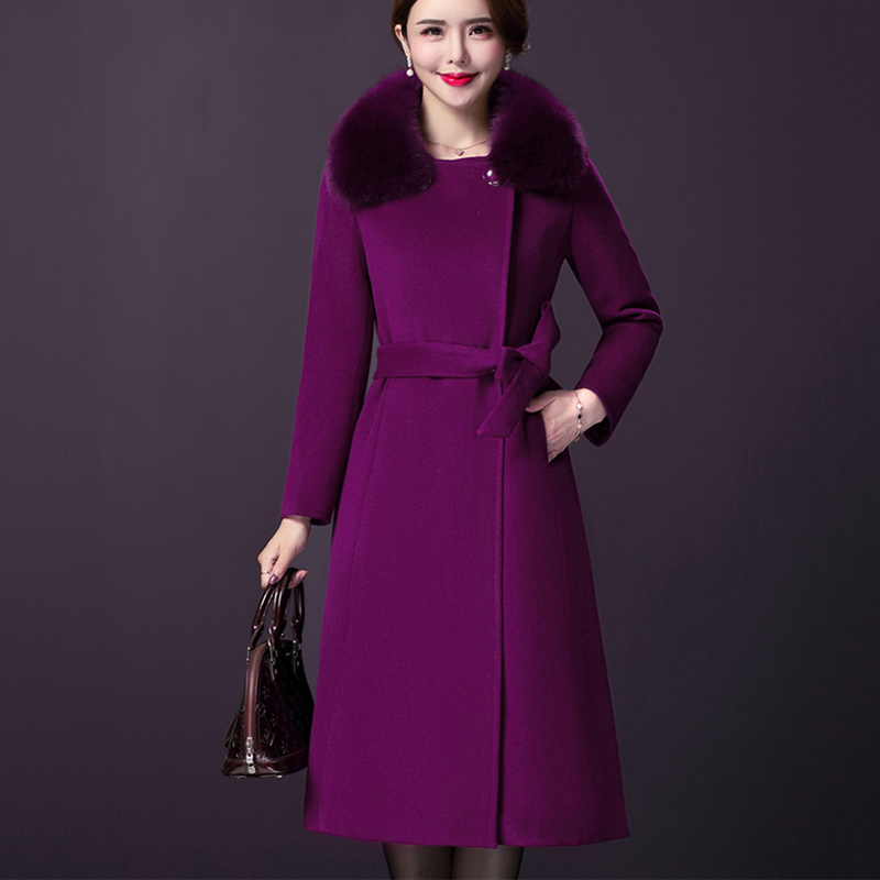 

Winter Fur collar Large size Women Woolen Coat 2019 New Casual Long-sleeved Middle-aged Temperament Women Woolen Coat NUW206, Black