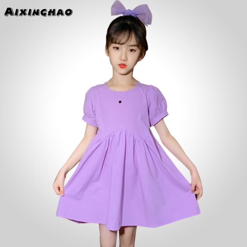 

Girl Summer Dress Casual Style Girls Dresses Lantern Sleeve Children Dresses O Neck Costume Girl 6 8 10 12 14, As picture