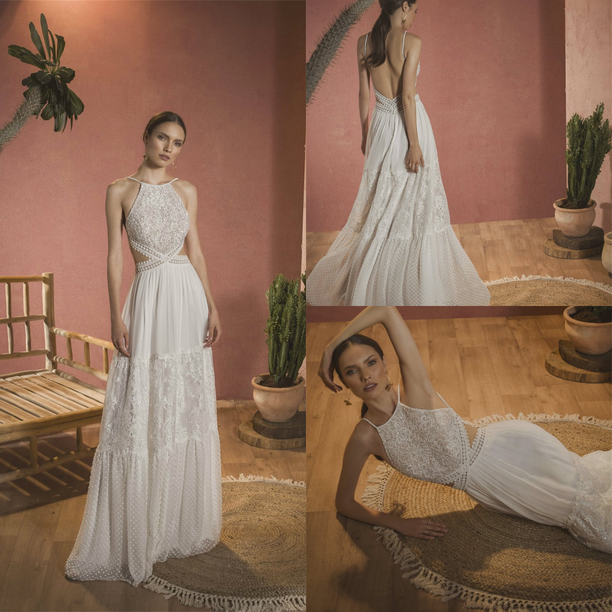 

2020 Cowboy Beach Wedding Dress A Line Backless Applique Beach Vestidos De Novia Floor Length Custom Made Bohemia Wedding Dresses, Hunter green