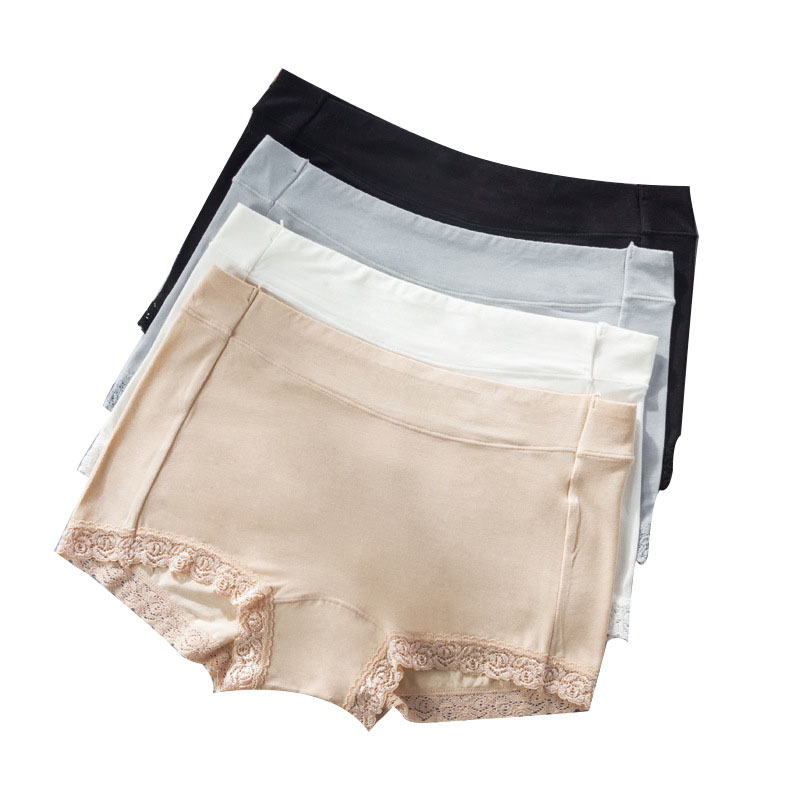 

Breathable Boyshorts Women Underwear Cotton Lace Mid-rise Comfortable Female Panties Ladies Panty Womens Boxer Pants Shorts, A white