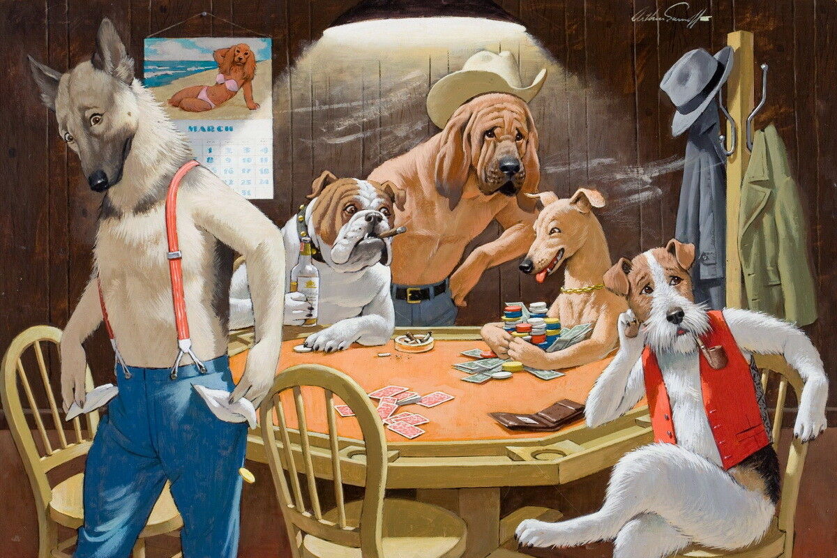 

Arthur Saron Sarnoff Dogs Playing Poker Home Decor Handpainted &HD Print Oil Paintings On Canvas Wall Art Pictures 191112