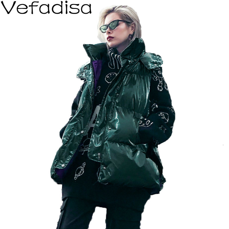 

Vefadisa Sleeveless Hooded Vest Woman Short Winter 2019 Thick Solid Green Waistcoat Coat Woman Pockets Zippers Vest Coat QYF990