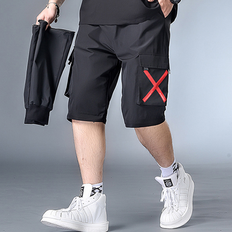 

Men jogging two kinds of wear sports pants overalls large size men tide brand casual feet pants trousers, Black
