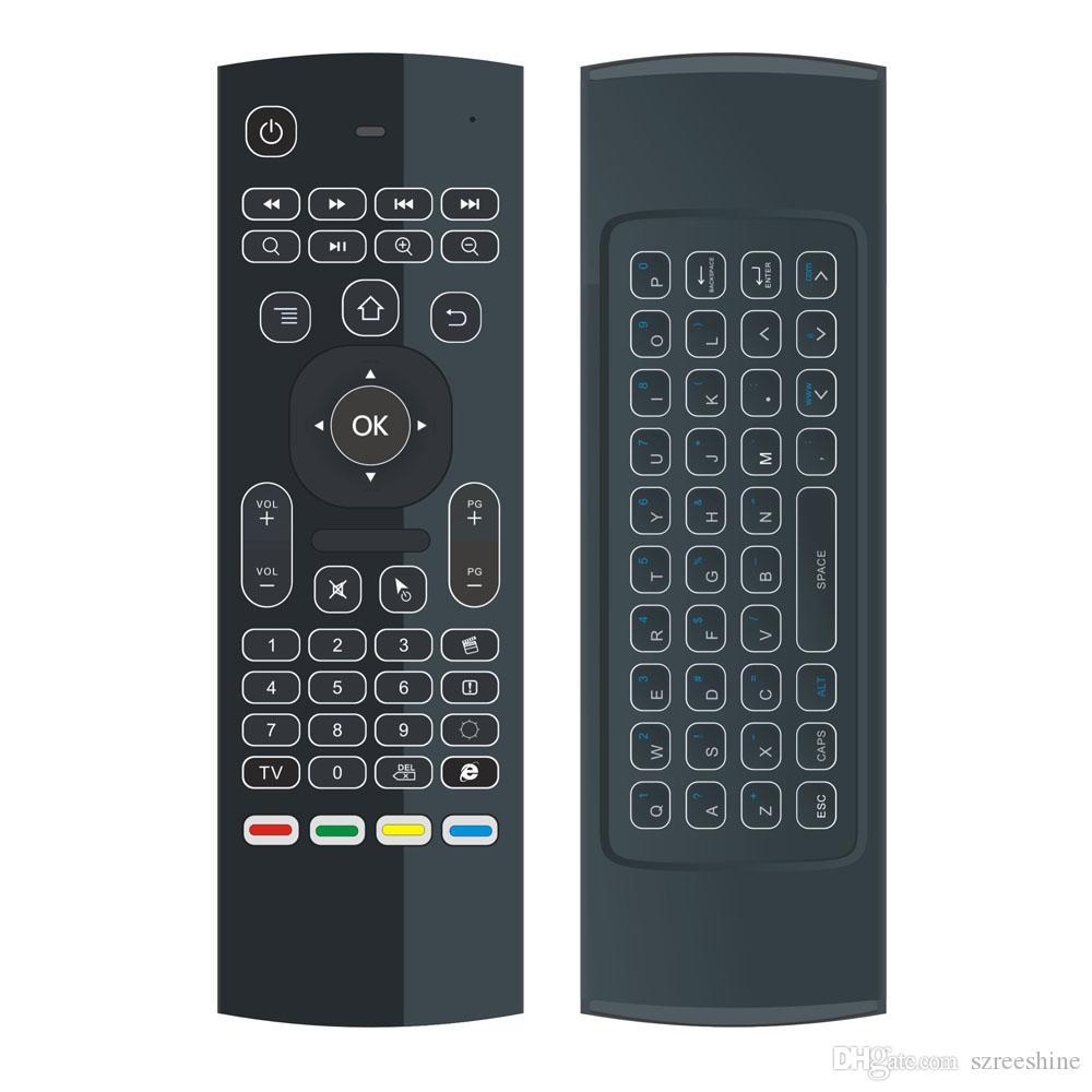 Calvas MX3-A MX3-M Voice Control Wireless Air Mouse Keyboard 2.4G RF Gyro Sensor Smart Remote Control For X96 H96 Android TV Box Color: EN W Mic No Backlit