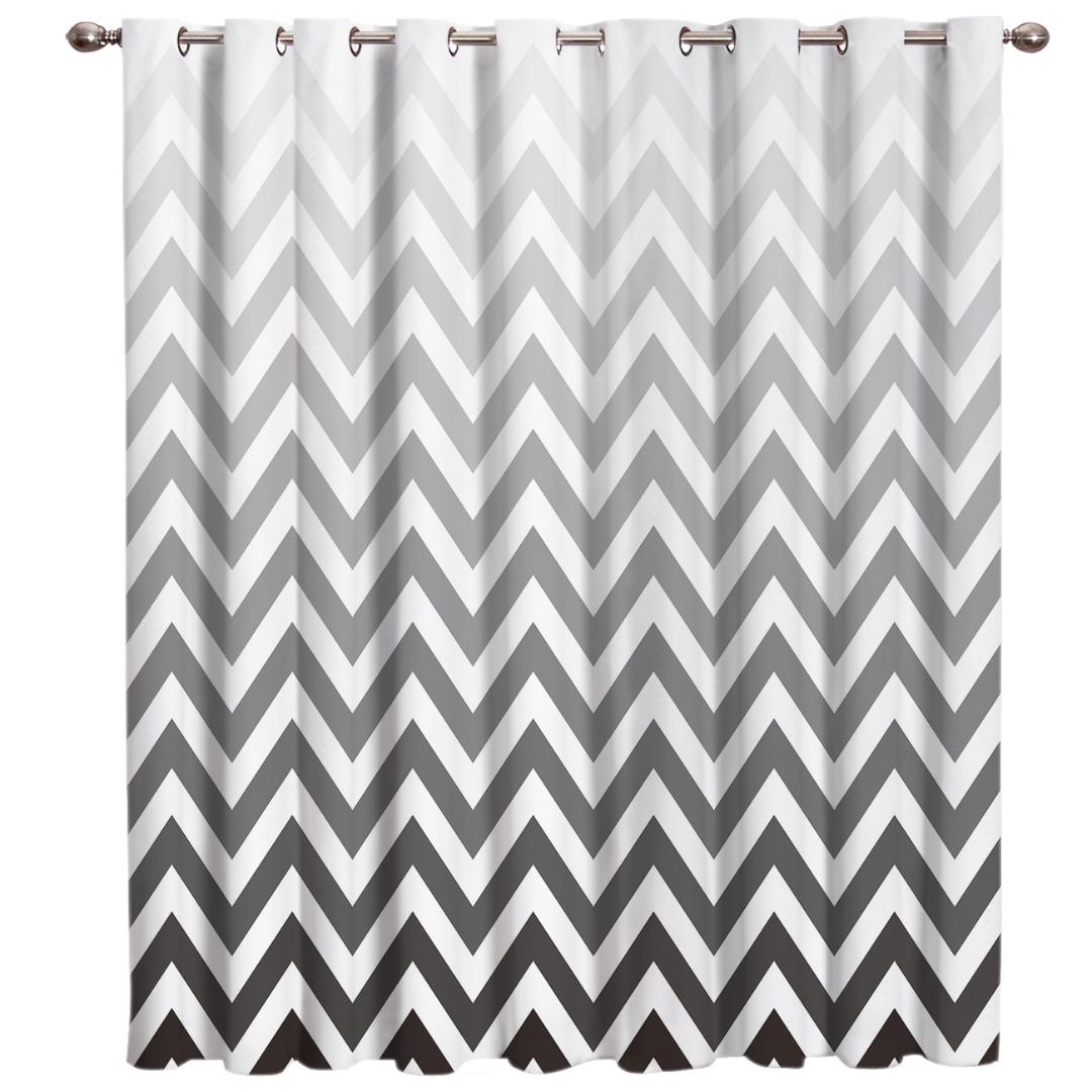 

Geometric Gradient Ripple Curtain Lights Blackout Bedroom Fabric Indoor Decor Swag Curtain Panels With Grommets Party Decoration, As pic