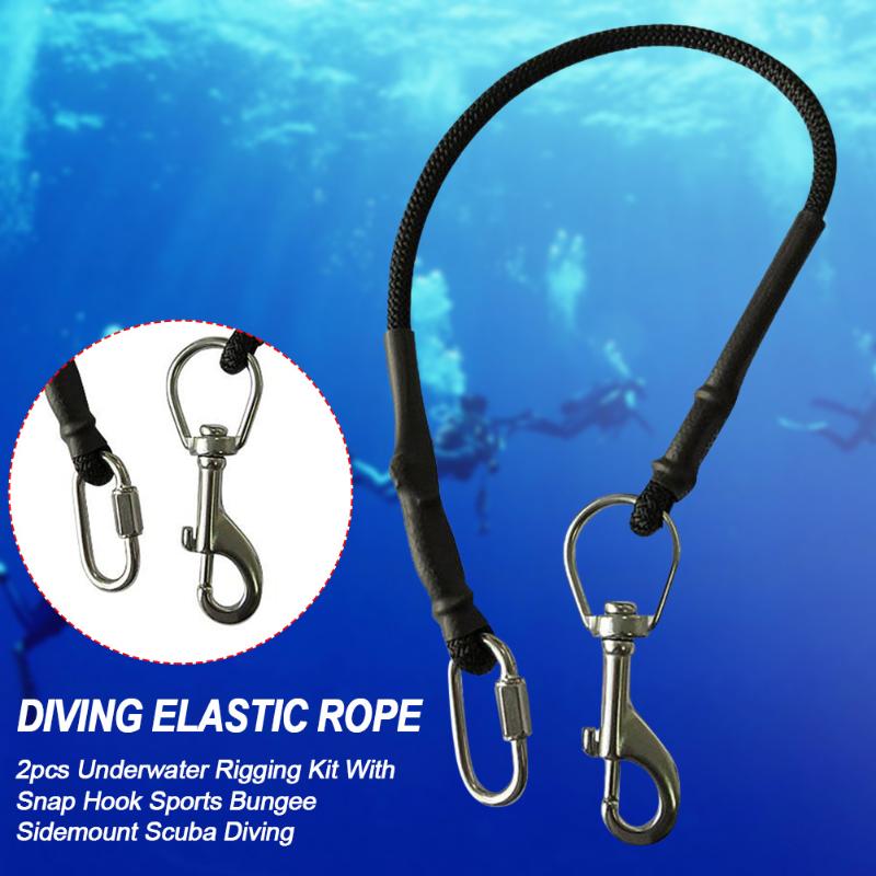 

2pcs Band Cylinder Scuba Diving Tank Rigging Kit Sports Bungee Elastic Rope Universal Bottle With Snap Hook Sidemount Underwater