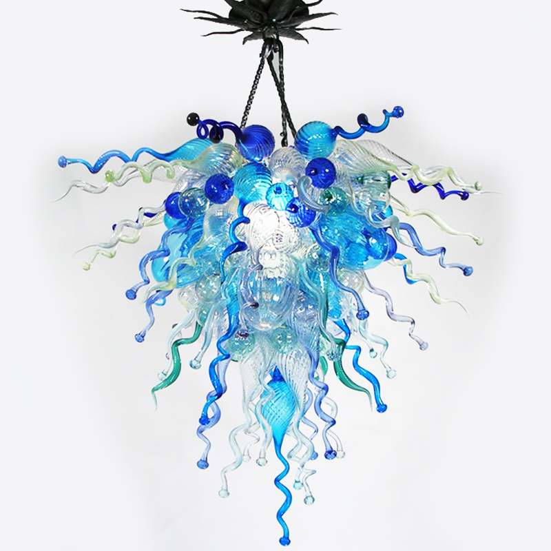 

Lamps Blue Colored Chandelier and Pendant-Lights Hand Blown Glass Chandeliers Lighting Bedroom Home Decoration Pendant Light