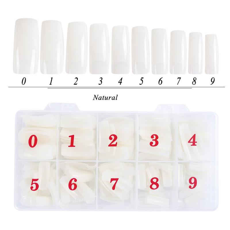 

500pcs/Box Stylish Nail Art Tips Transparent Natural White Manicure Nails Tips False Nail for Women, Natural color