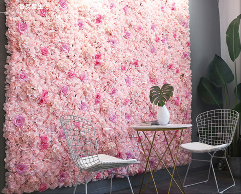 

European style 60X40CM Romantic Artificial Rose Hydrangea Flower Wall for Wedding Party Stage and Backdrop Decoration