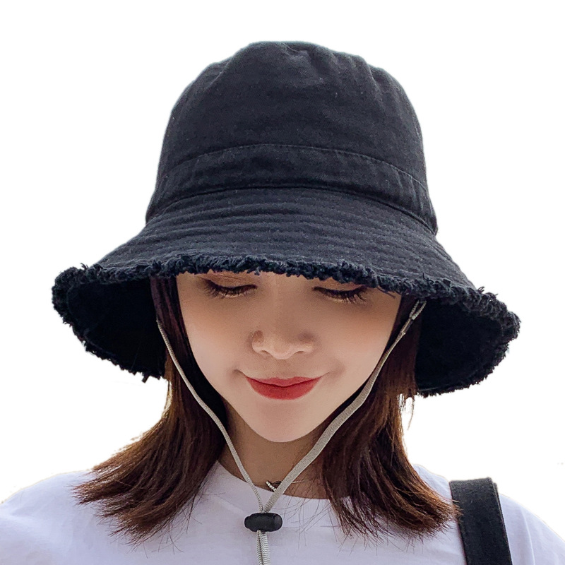 

Women's Bucket Hats Solid Color Summer Sun Hats With Raw Edge, White