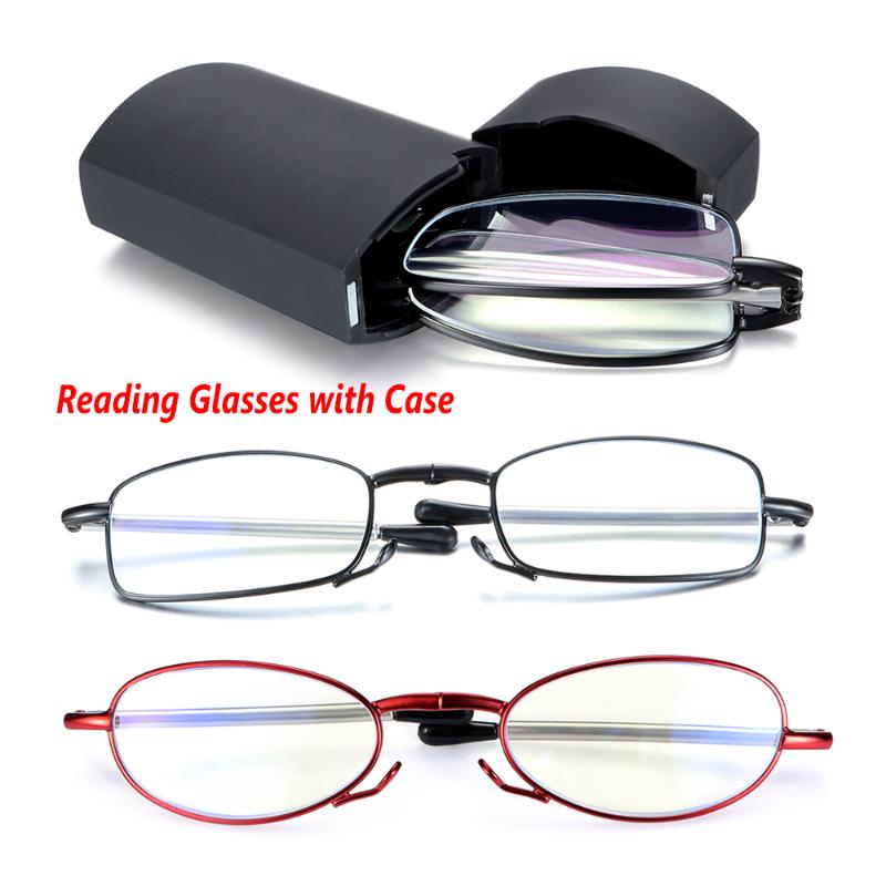 

Sunglasses Blue Light Blocking Reading Glasses For Men Women Folding Rotating Diopter Computer Eyeglasses With Case Strength +1.00~+4.00