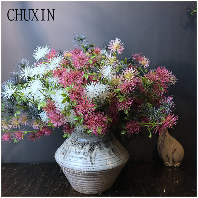 

Artificial 6 flower head plastic small mans flower home living room decoration fake wedding scene layout photography prop, Blue