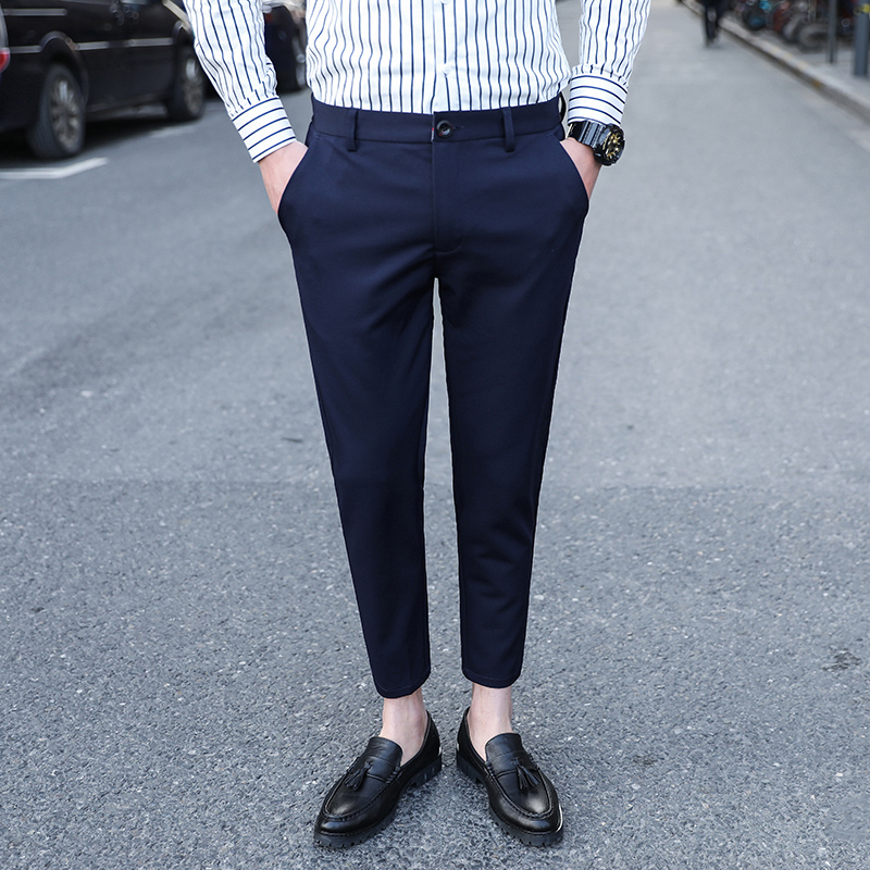 

2020 Classic Formal Business Dress Pants Men Office Social Suit Pants Streetwear Casual Slim Fit Harem Trousers Costume Homme, Black