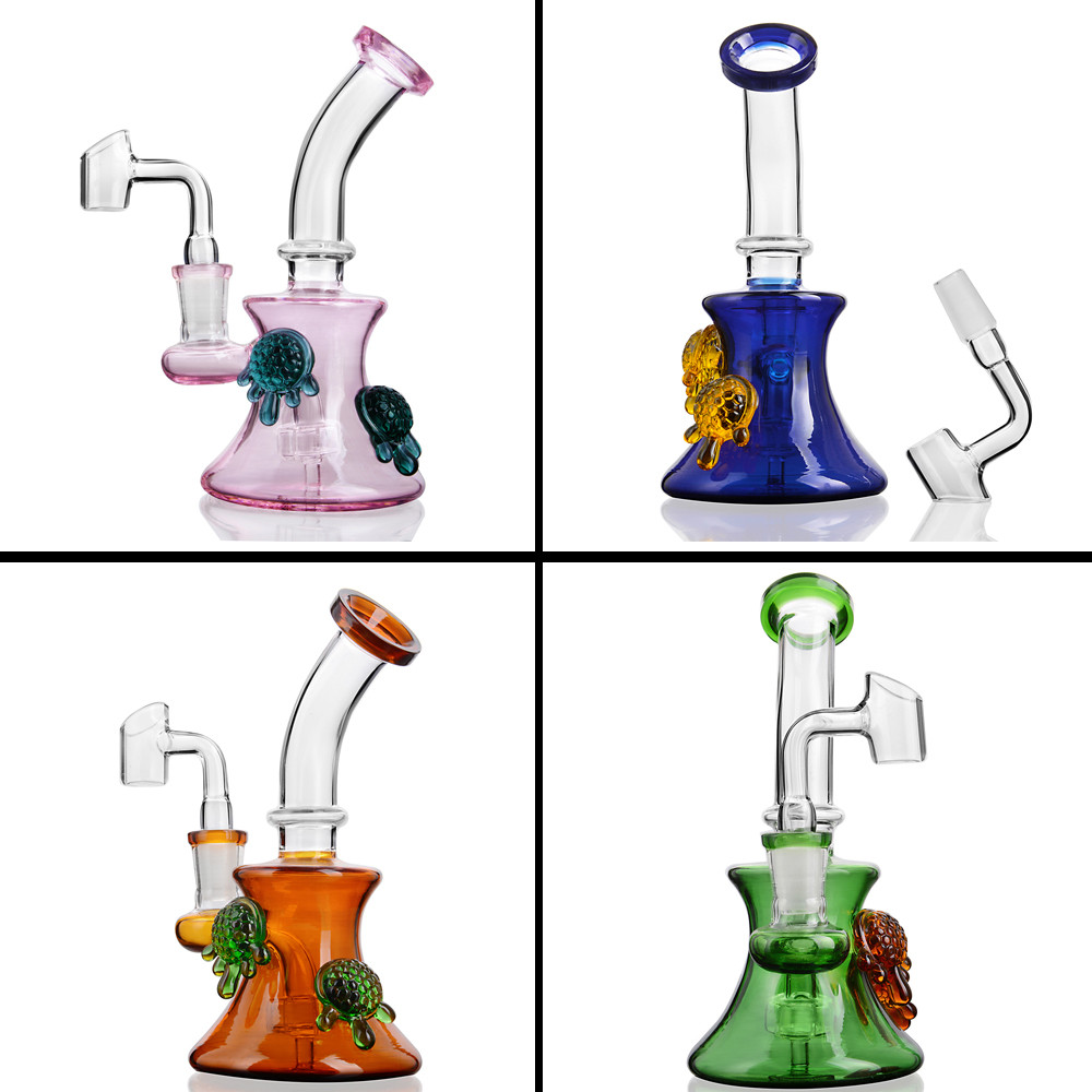 

Bong Pink Dab rig water glass pipe with 14mm glass banger Tortoise for dabs smoking hookah heady mini bubblers recycler oil rigs
